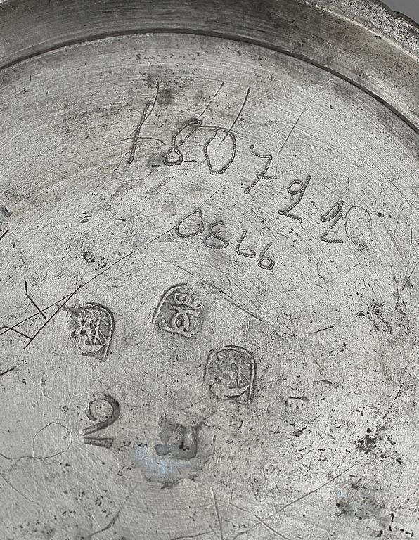 PARTI TENN, 7 delar, 1700/1800-tal.