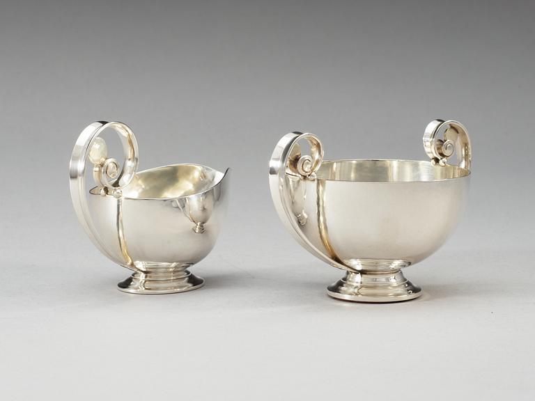 JOHAN ROHDE,  gräddkanna och sockerskål, Georg Jensen, Köpenhamn 1945-77, sterling,