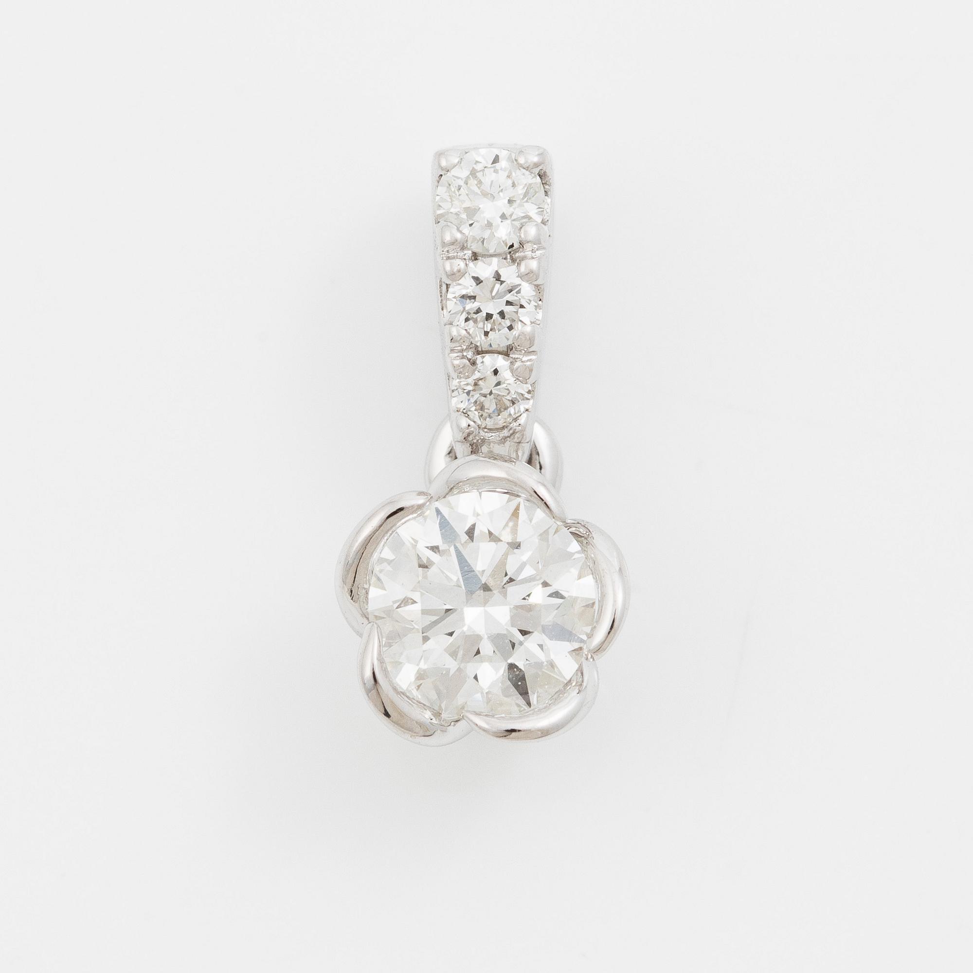Pendant in 18K white gold with brilliant-cut diamond,