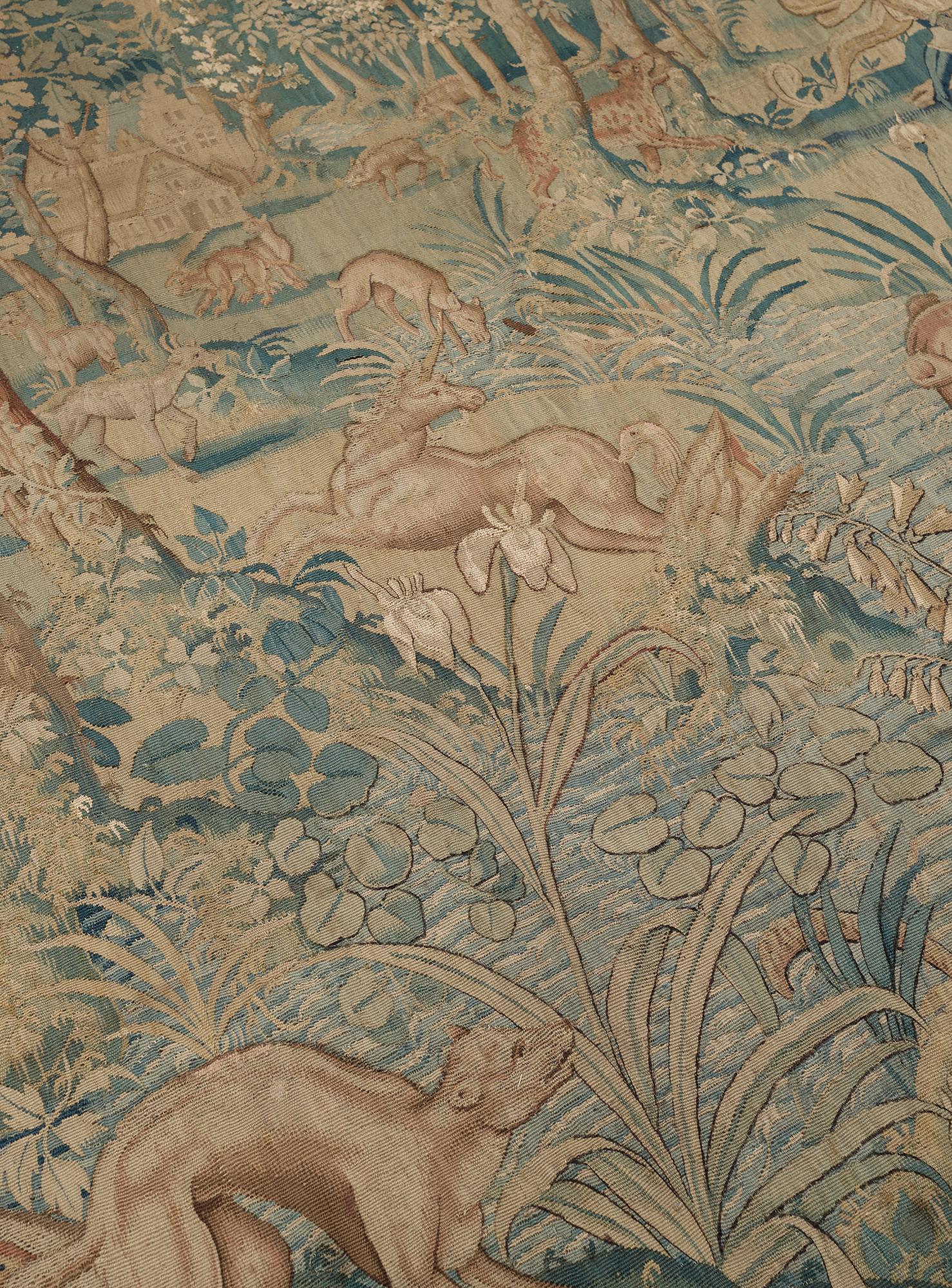VÄVD TAPET, gobelängteknik. Flandern 1500-tal. 177 x 330 cm.