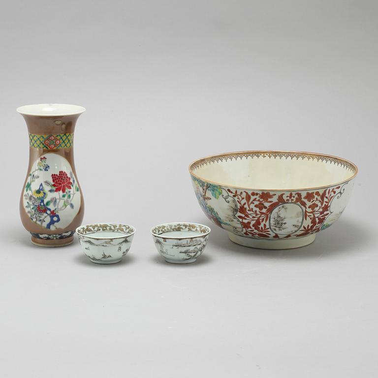 Four pieces of chinese porcelain, Qianlong (1736-1795).