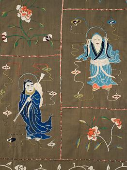 A Chinese silk embroidery, late Qing dynasty, 19th Century.