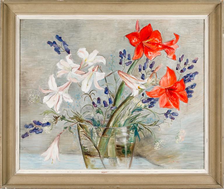 ZOIA KRUKOVSKYA LAGERKRANS, olja på pannå, signerad.