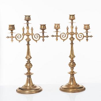 A pair of candelabras, No 72, E A Naeslund, Eskilstuna, circa 1900.