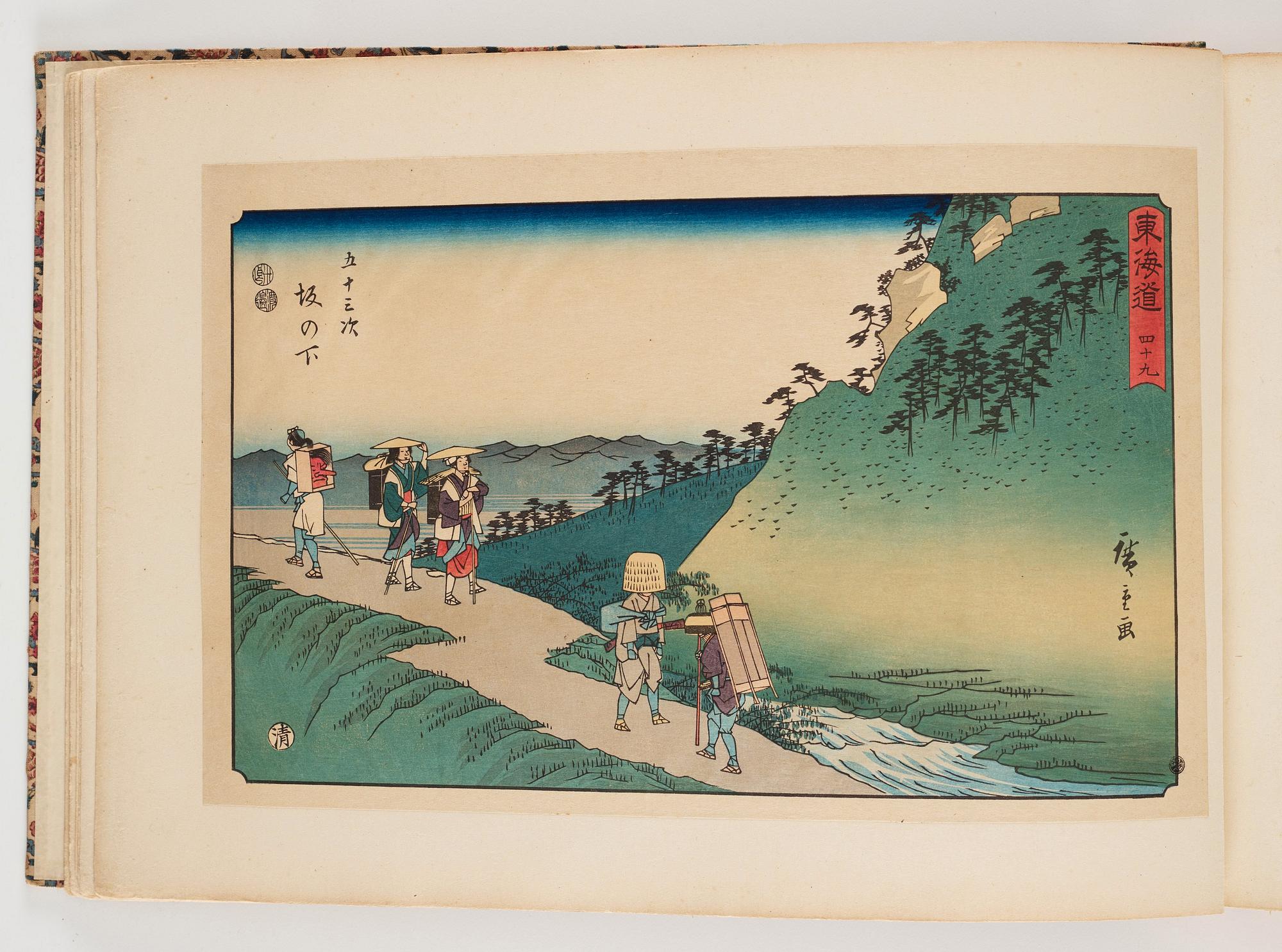 An album with Japanese woodblock prints after Ando Utagawa Hiroshige (1797-1858), mid 20th Century. (37 prints).
