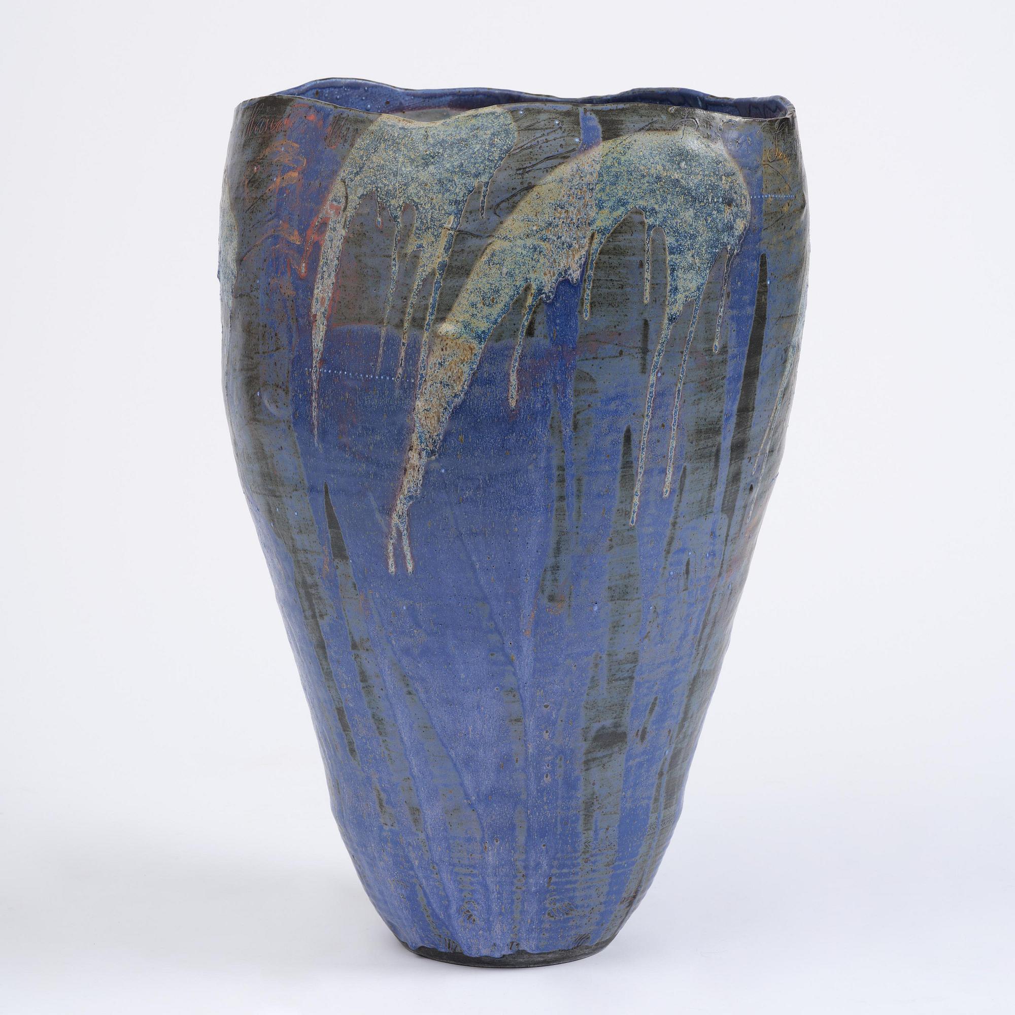 Eva Bengtsson, a stoneware floor vase, own studio, Frillesås, around the year 2000.