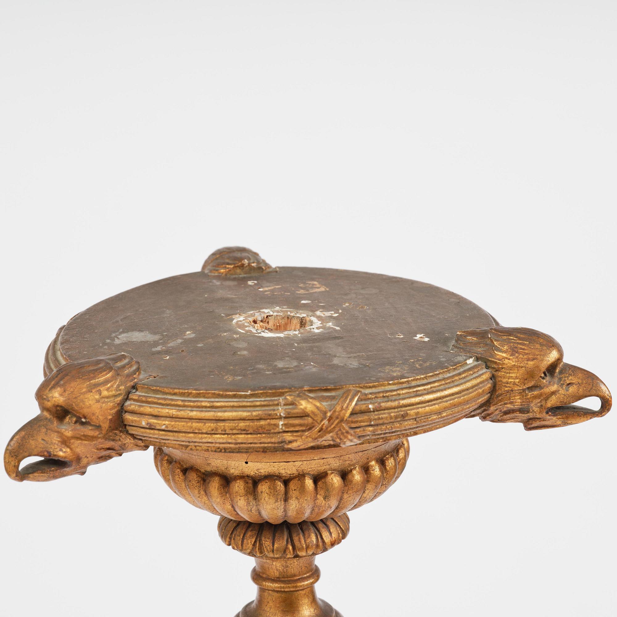 A Gustavian giltwood guéridon, Stockholm, late 18th century.