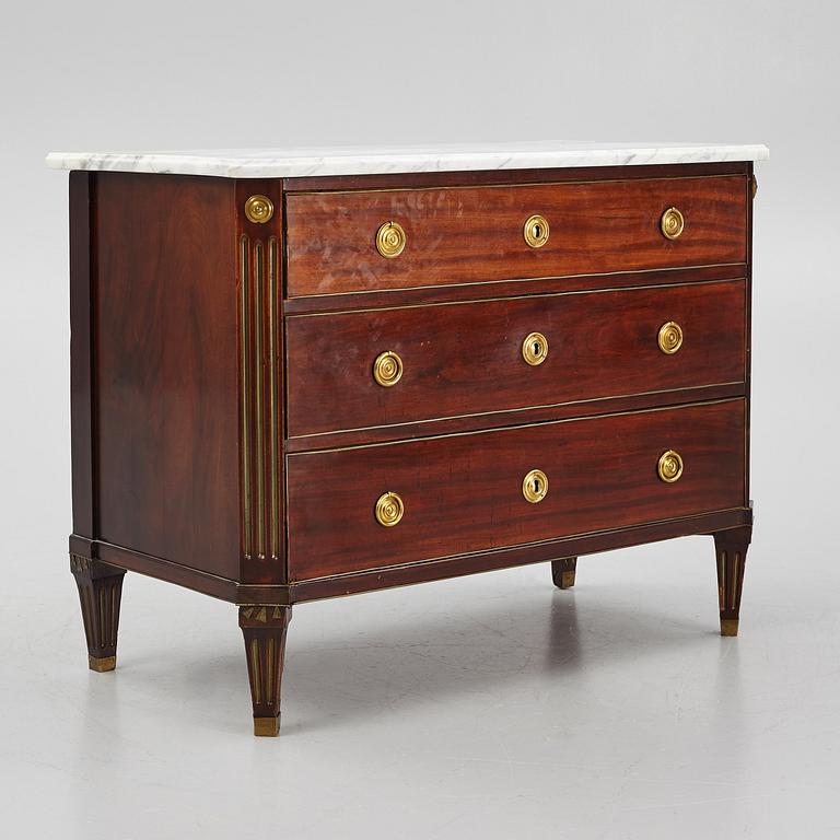 A late Gustavian mahogany commode, Stockholm, late 18th century.