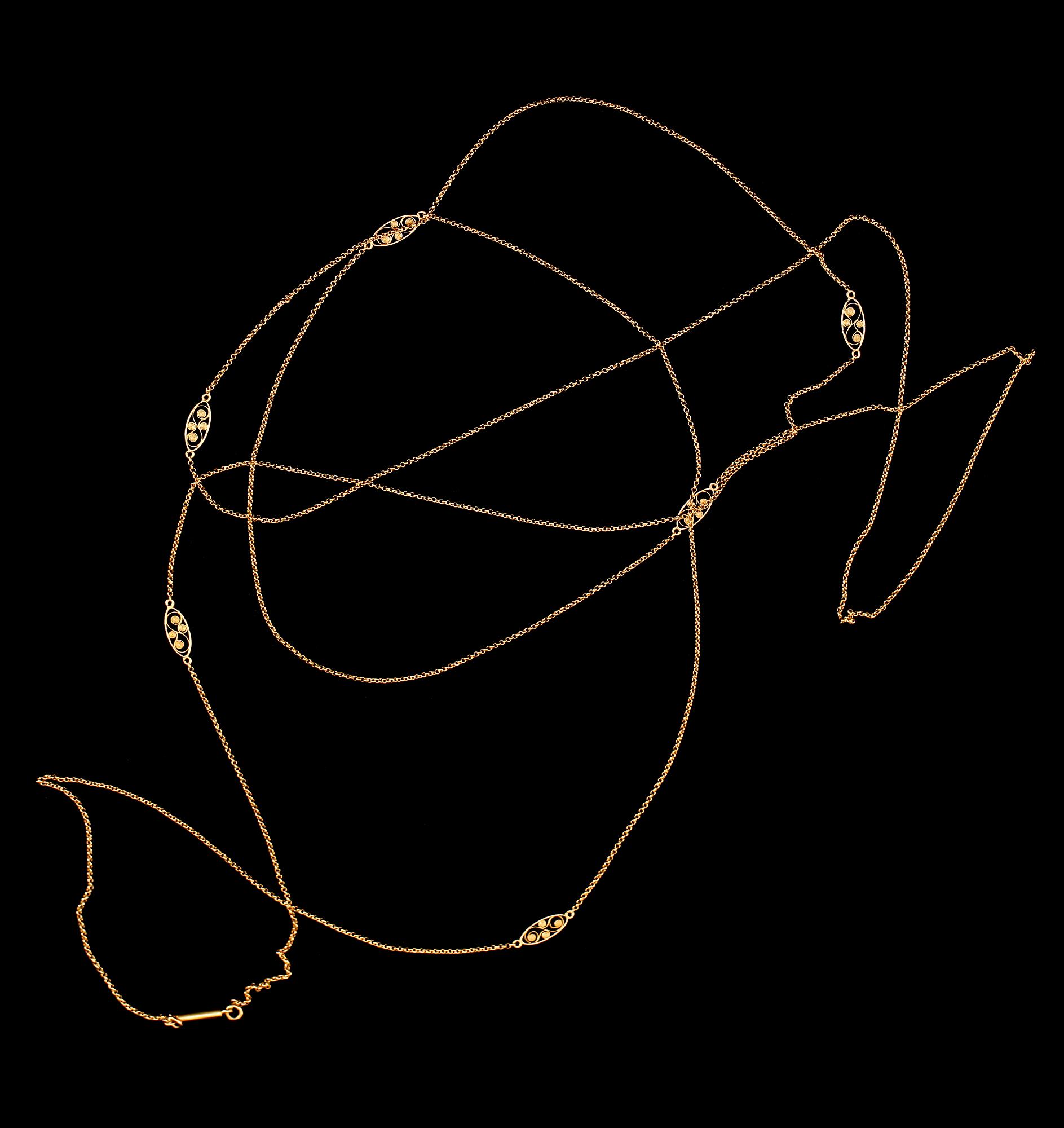 KEDJA, 18 k guld, GD & C. Vikt ca 17 gram.