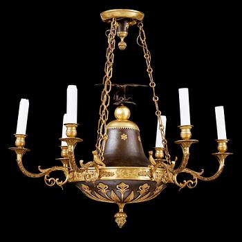 1280. An Empire-style second half 19th century six-light hanging lamp.