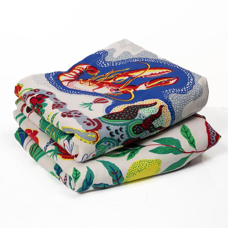 Josef Frank, gardiner, ett par, "Italian Dinner", Firma Svenskt Tenn.