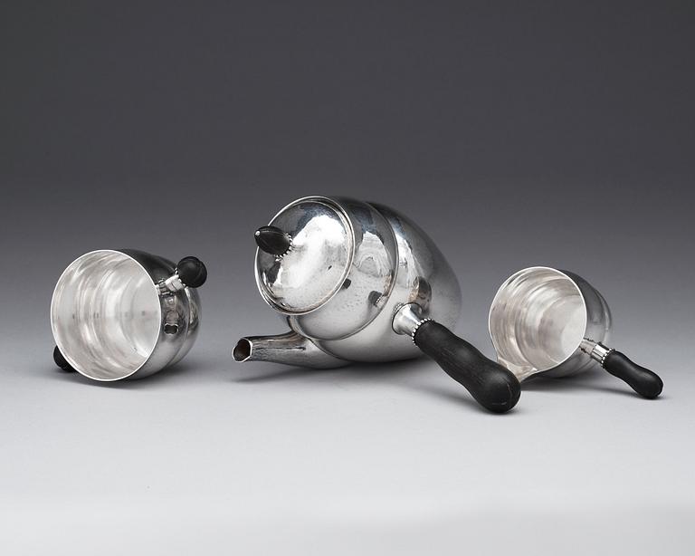 GEORG JENSEN, kaffeservis, 3 delar, Köpenhamn, 1925-1932, sterling.