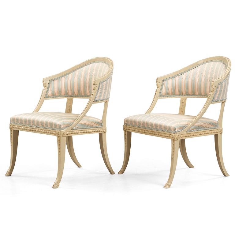 A pair of late Gustavian armchairs by Ephraim Ståhl (master in Stockholm 1794-1820).