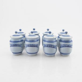 Bengt Böckman, a set of eight spice jars Höganäs.