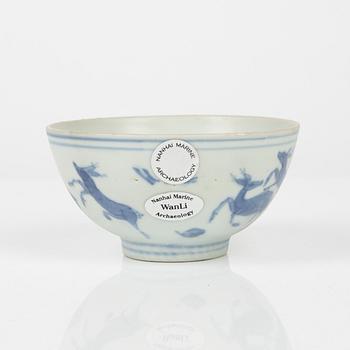 A blue and white porcelain cup, Ming dynasty, Wanli (1572-1620).