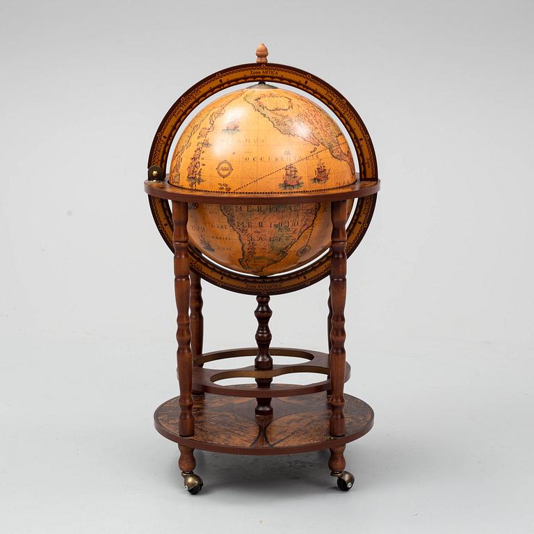 A bar globe, late 20th century.
