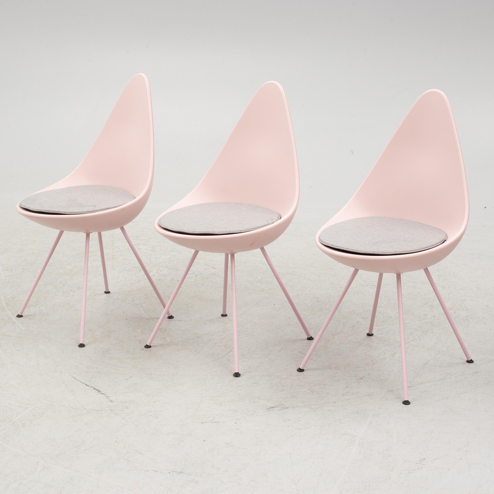 Arne Jacobsen, chairs, 6 pcs, "Drop chair", Fritz Hansen, Denmark, 2020.