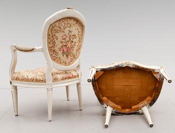 KARMSTOLAR, 1 par, gustavianska, 1700-talets andra hälft.