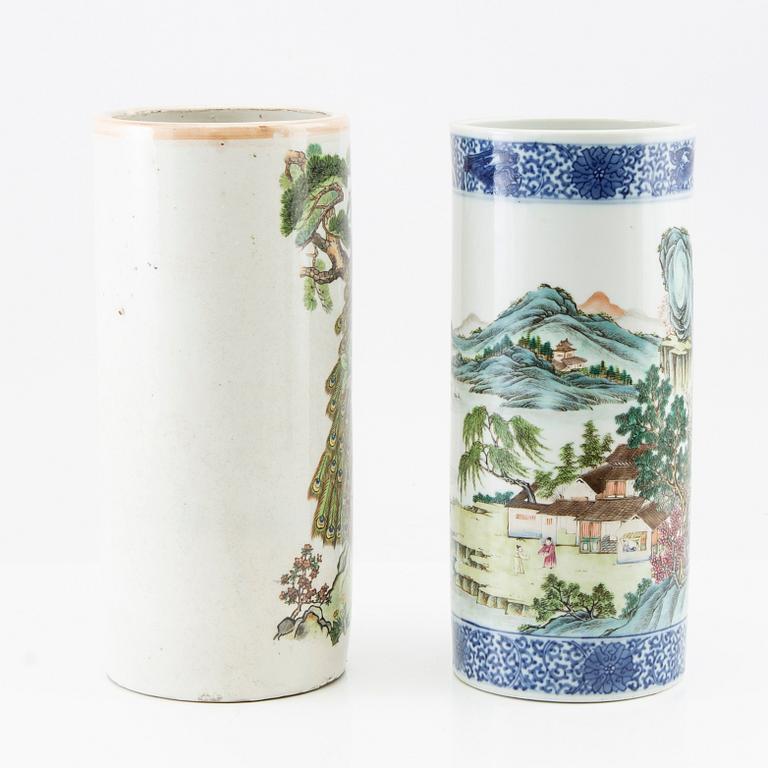 Two Chinese brush vases, 20th century.