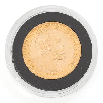 Guldmynt, Sverige, Oskar II, 20 kronor, 1884.