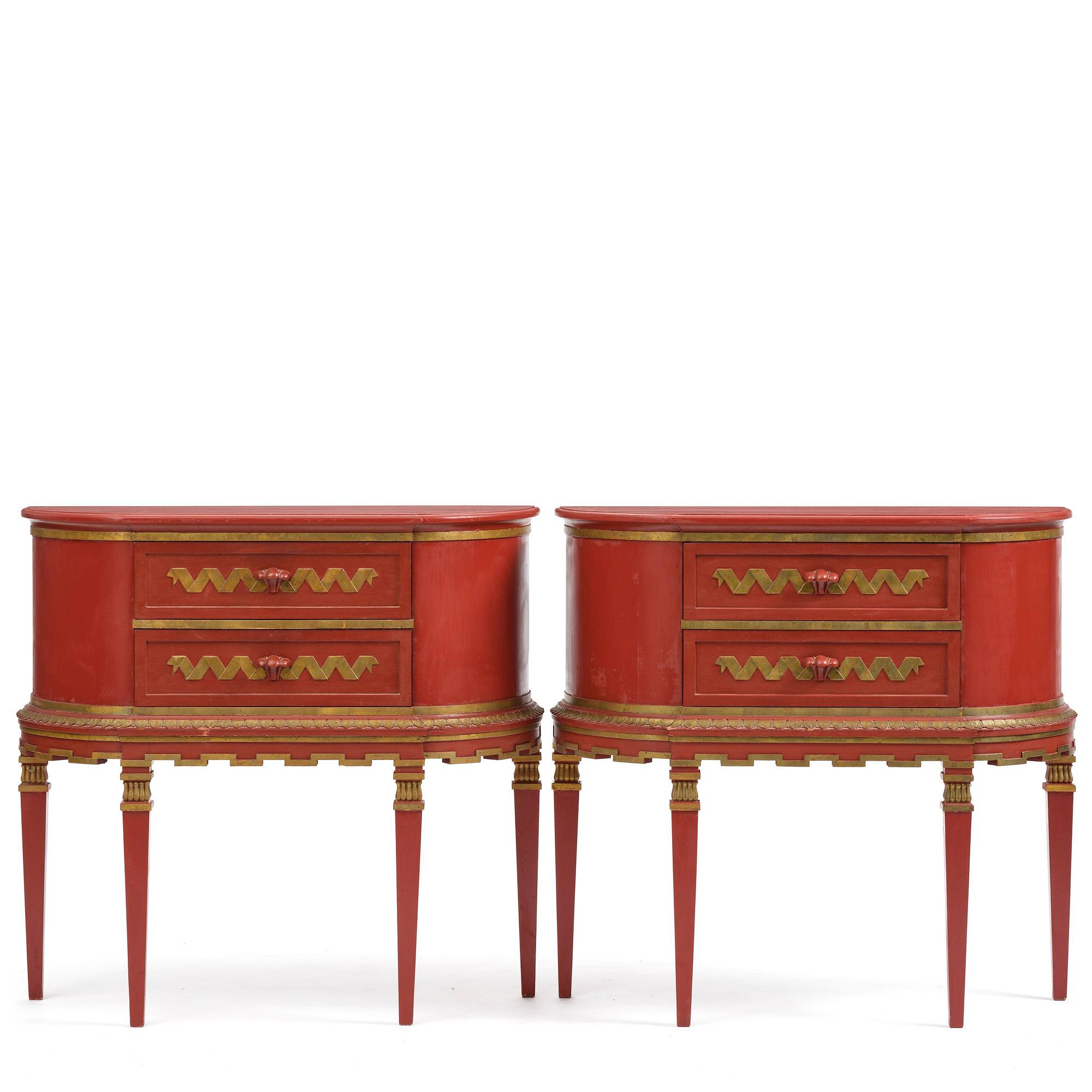 Otto Schulz, a pair of Swedish Grace console tables, Boet, Gothenburg, 1920s.