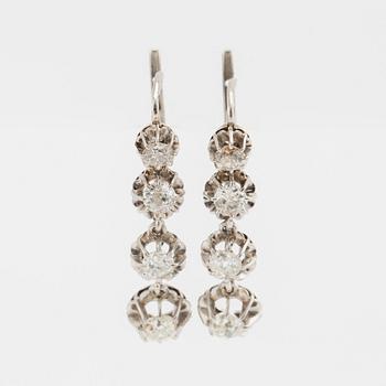 Earrings, a pair of 950 platinum set with old-cut diamonds.