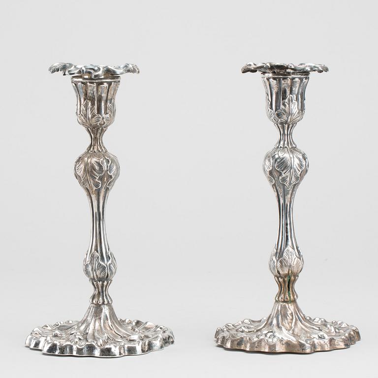 A pair of Gustav Möllenborg Feron candle holders, Stockholm, 1867. Filled foot.