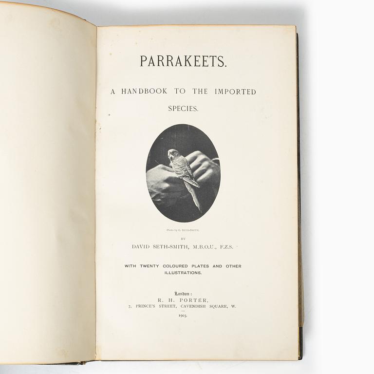With 20 hand-coloured plates of Parrakeets.