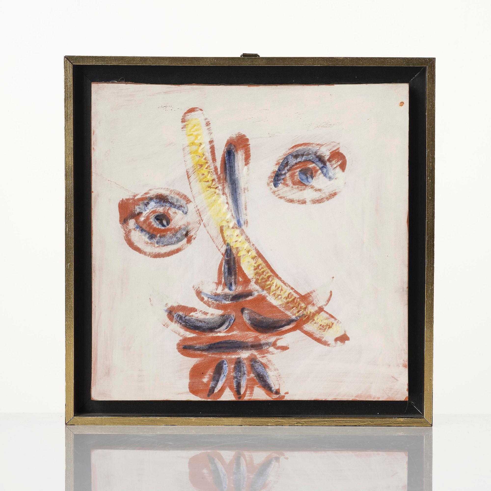 Pablo Picasso, plakett, fajans, "Visage au trait oblique" (A.R. 589), Madoura, Vallauris, Frankrike, efter 1968-69.