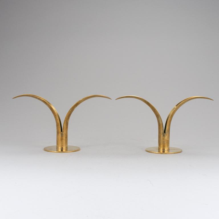 IVAR Alenius-Bjork, a pair of candlesticks, brass, "Lily, Ystad Metall. The model designed in 1939.