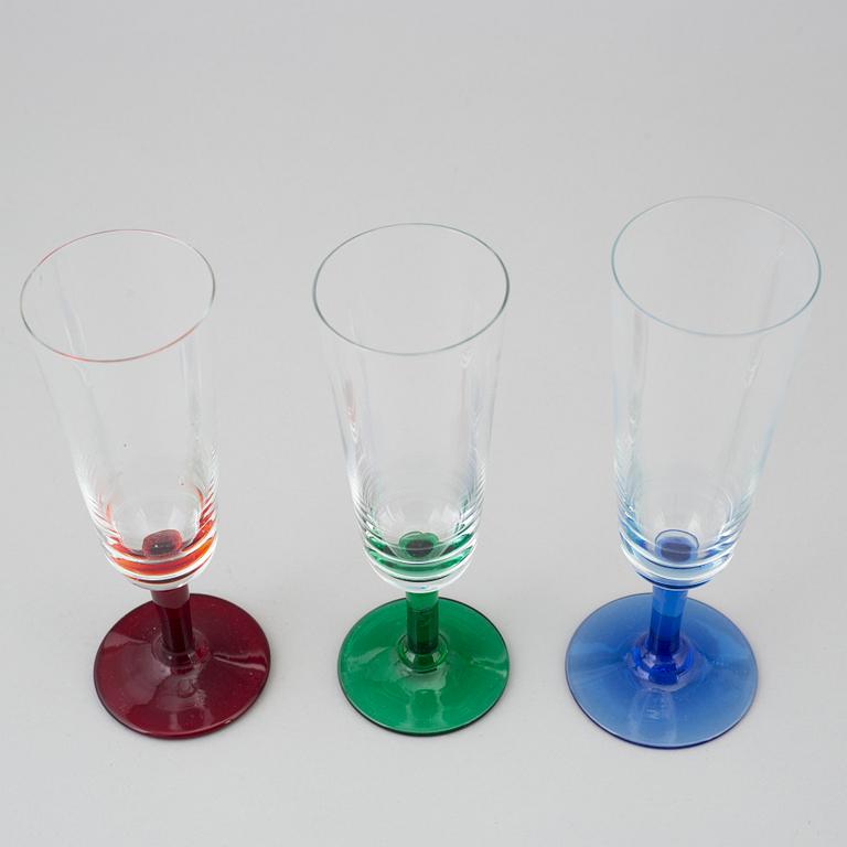 MONICA BRATT, champagneglas, 12 stycken, glas, "B6", Reijmyre, 1900-talets andra hälft.