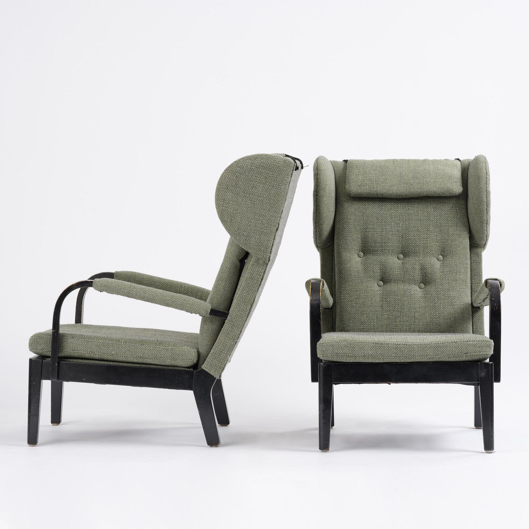 Kooperativa Förbundets Arkitektkontor, a pair of armchairs, executed by Gemla, Diö, 1930s.
