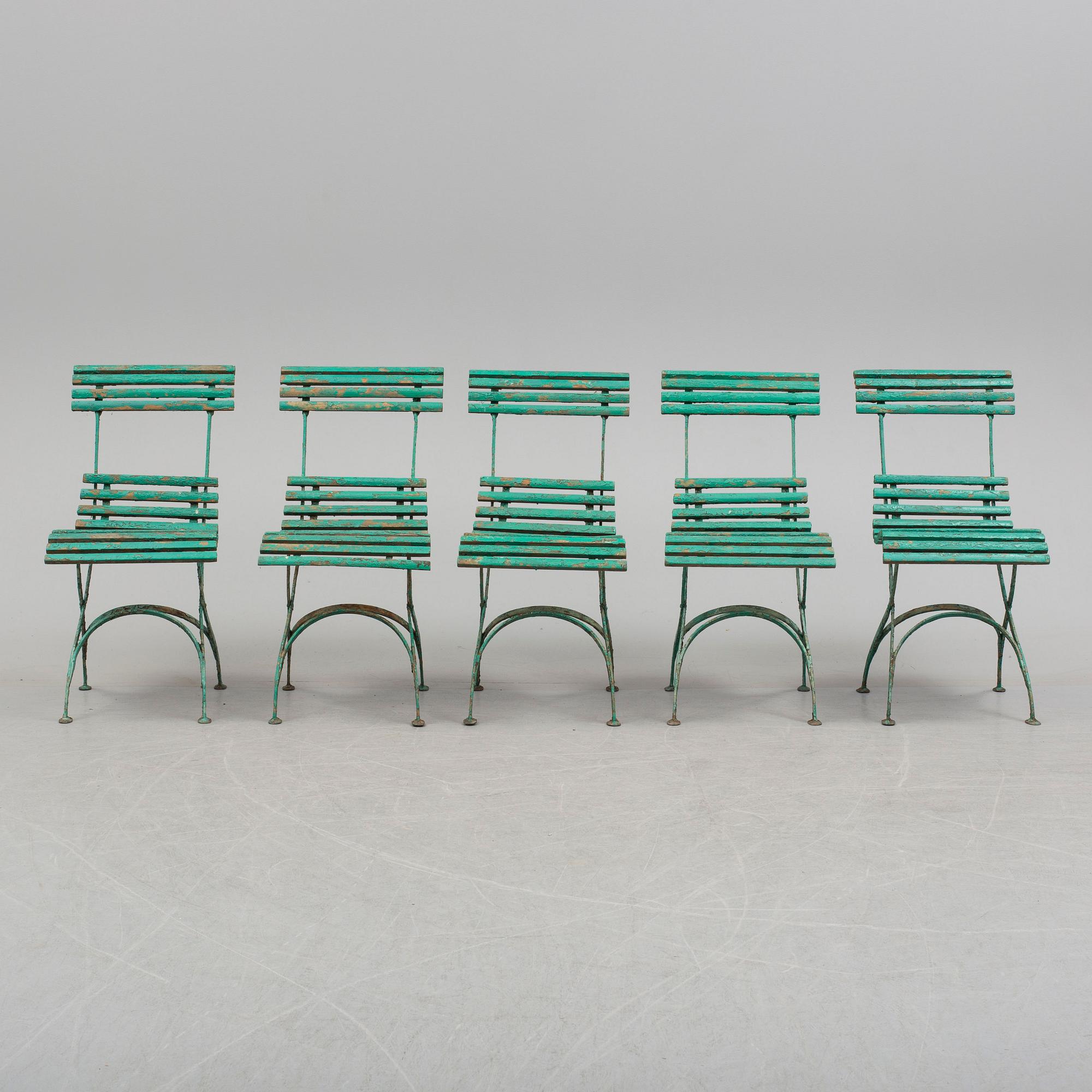 TRÄDGÅRDSSTOLAR, 5 st, tidigt 1900-tal.