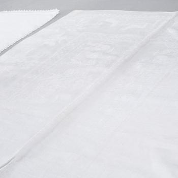 Three 19th century damask napkins.