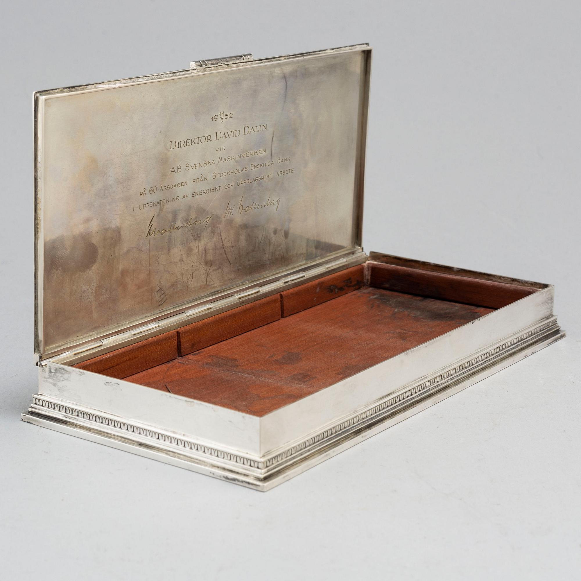 An Atelier Borgila silver box, Stockholm, 1952.