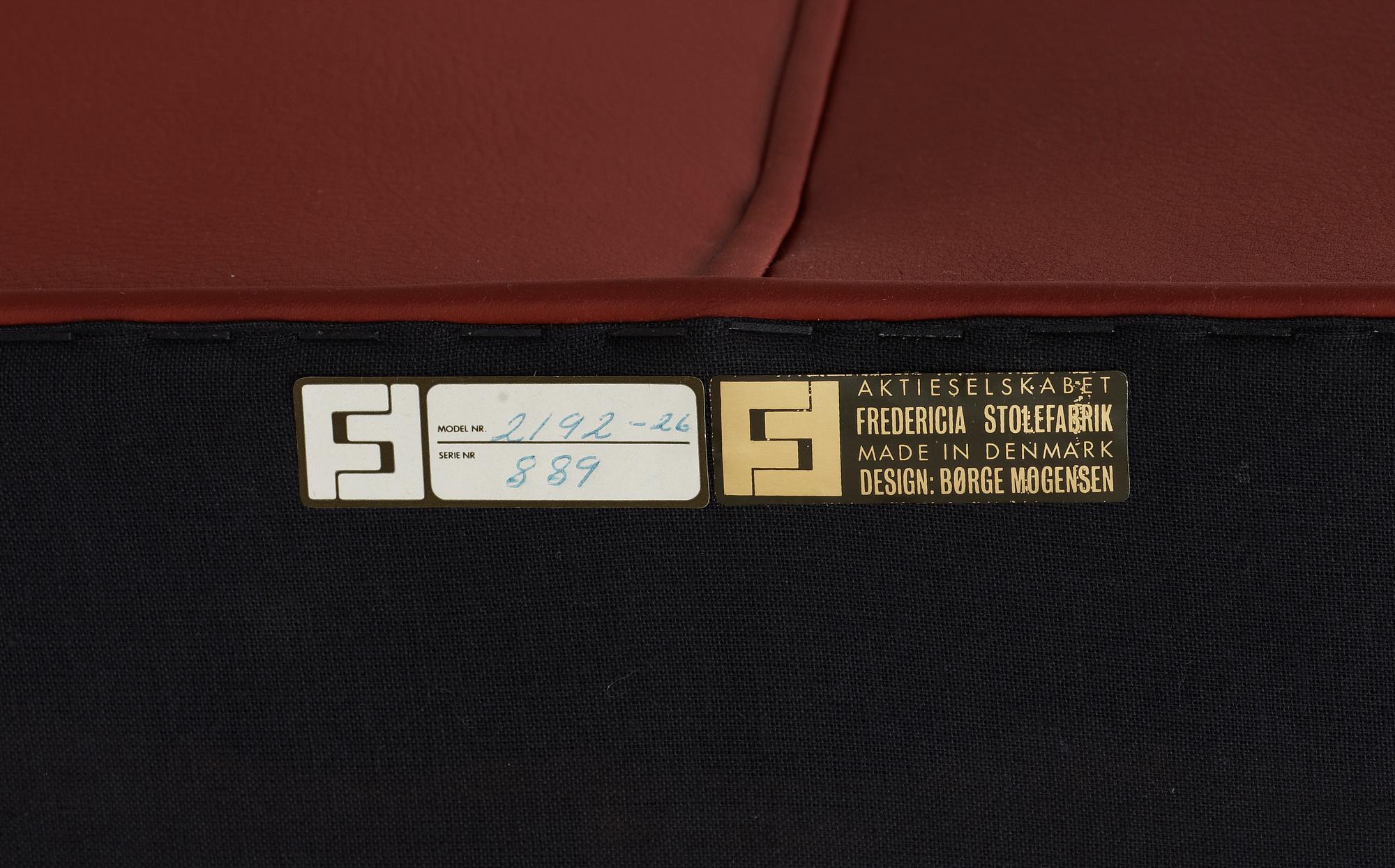 SOFFA, "Coupé / 2192", Børge Mogensen, Fredericia Stolefabrik, Danmark.