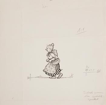 BJÖRN BERG, two ink drawings from "Teskedsgumman". One signed.