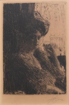 Anders Zorn, a signed etching from 1905.