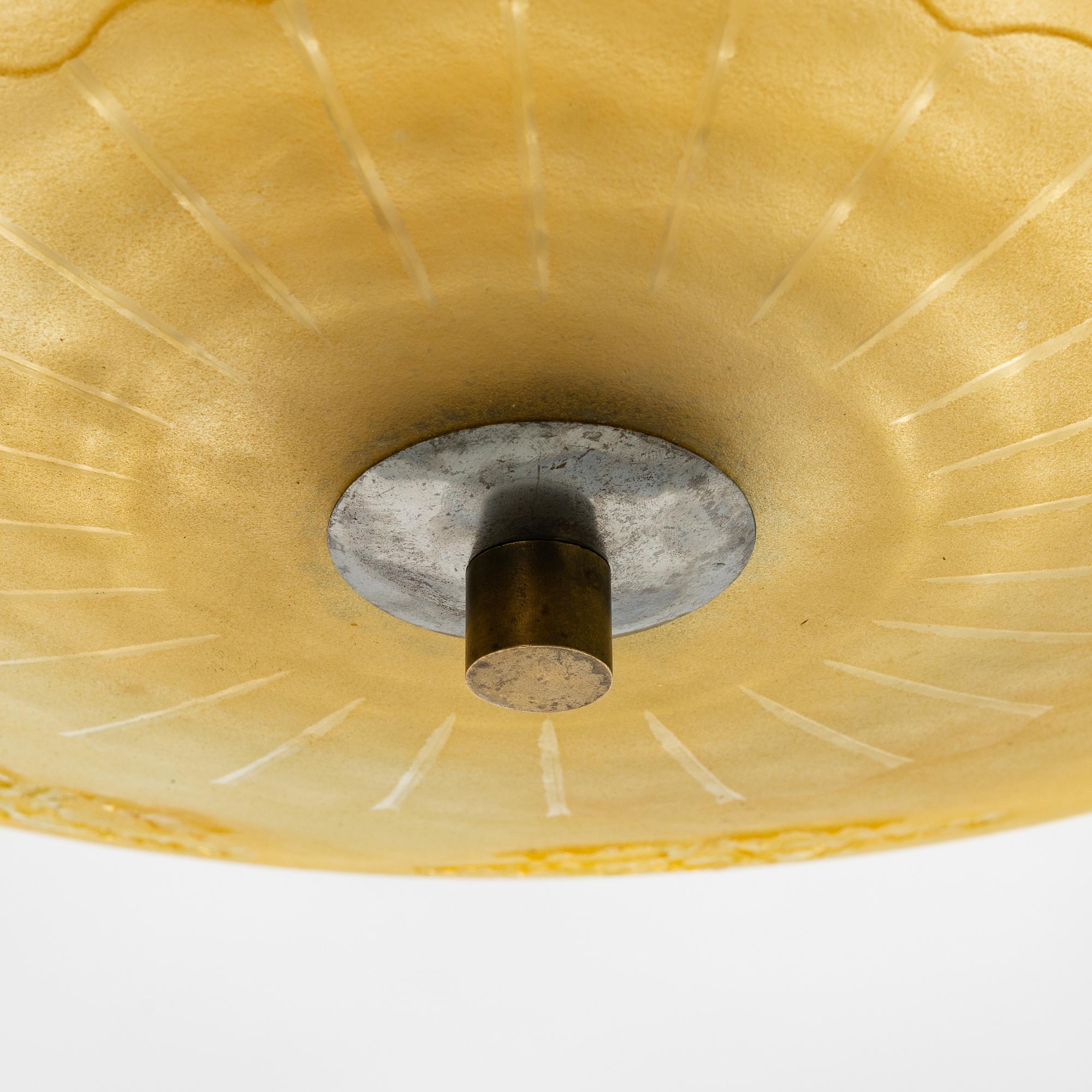 Taklampa, Swedish Modern, Orrefors, 1940-tal.