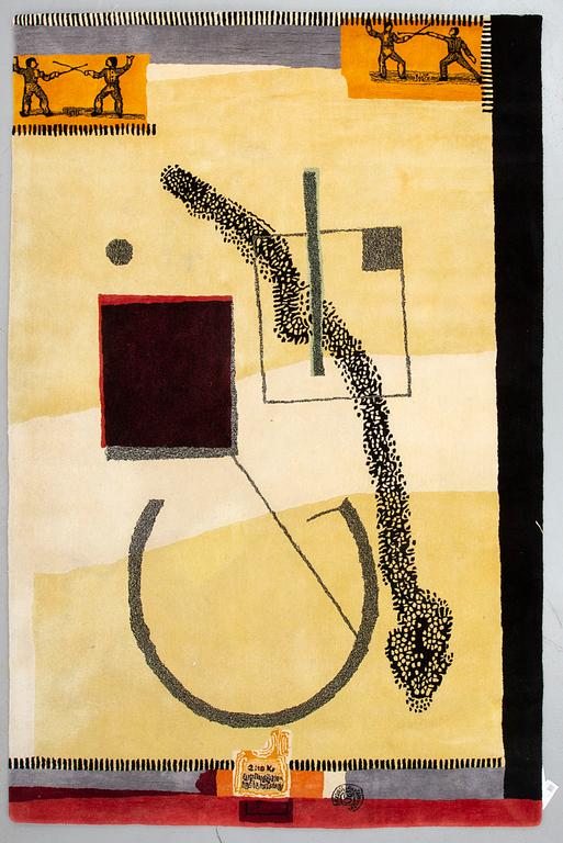 CAROUSCHKA STREIJFFERT, A CARPET, "Construktion", hand tufted, ca  297 x 197 cm.