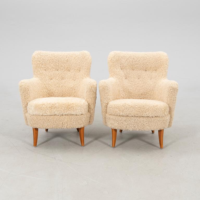 Armchairs, a pair of Swedish Modern 1940/50s.