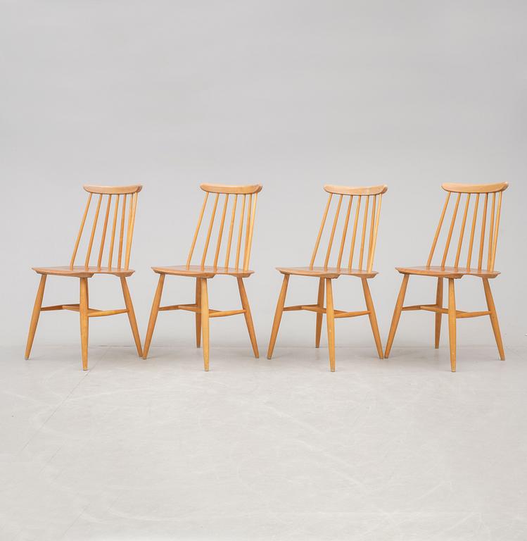 STOLAR, 4 st. "Fanett". Ilmari Tapiovaara, Edsbyverken. Modellen formgiven 1949.