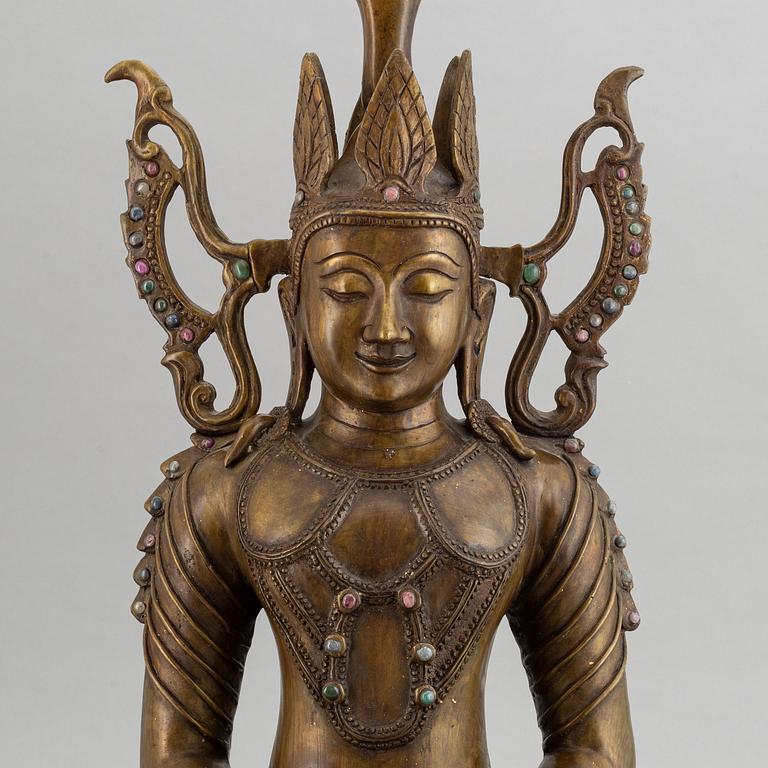 Buddhaskulptur, gulmetall, troligtvis Nepal, 1900-tal.