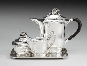 ERIC RÅSTRÖM, kaffeservis, 4 delar för C.G. Råström, Stockholm 1945 och 1948, sterling.