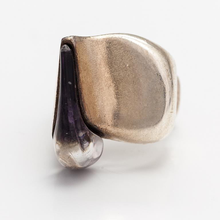 Björn Weckström, "Darina's tear", a sterling silver and acrylic ring. Lapponia 1974.