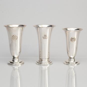 Ten Silver Beakers, 20th Century.