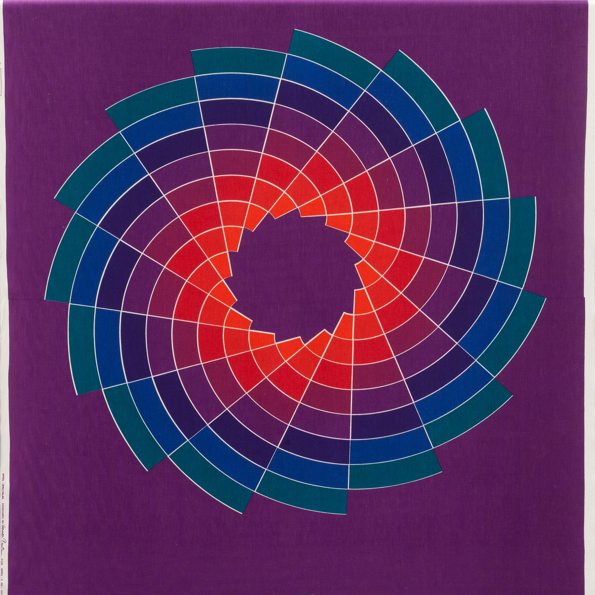 TEXTIL, bomull, Verner Panton för Mira-X. 1970-tal.