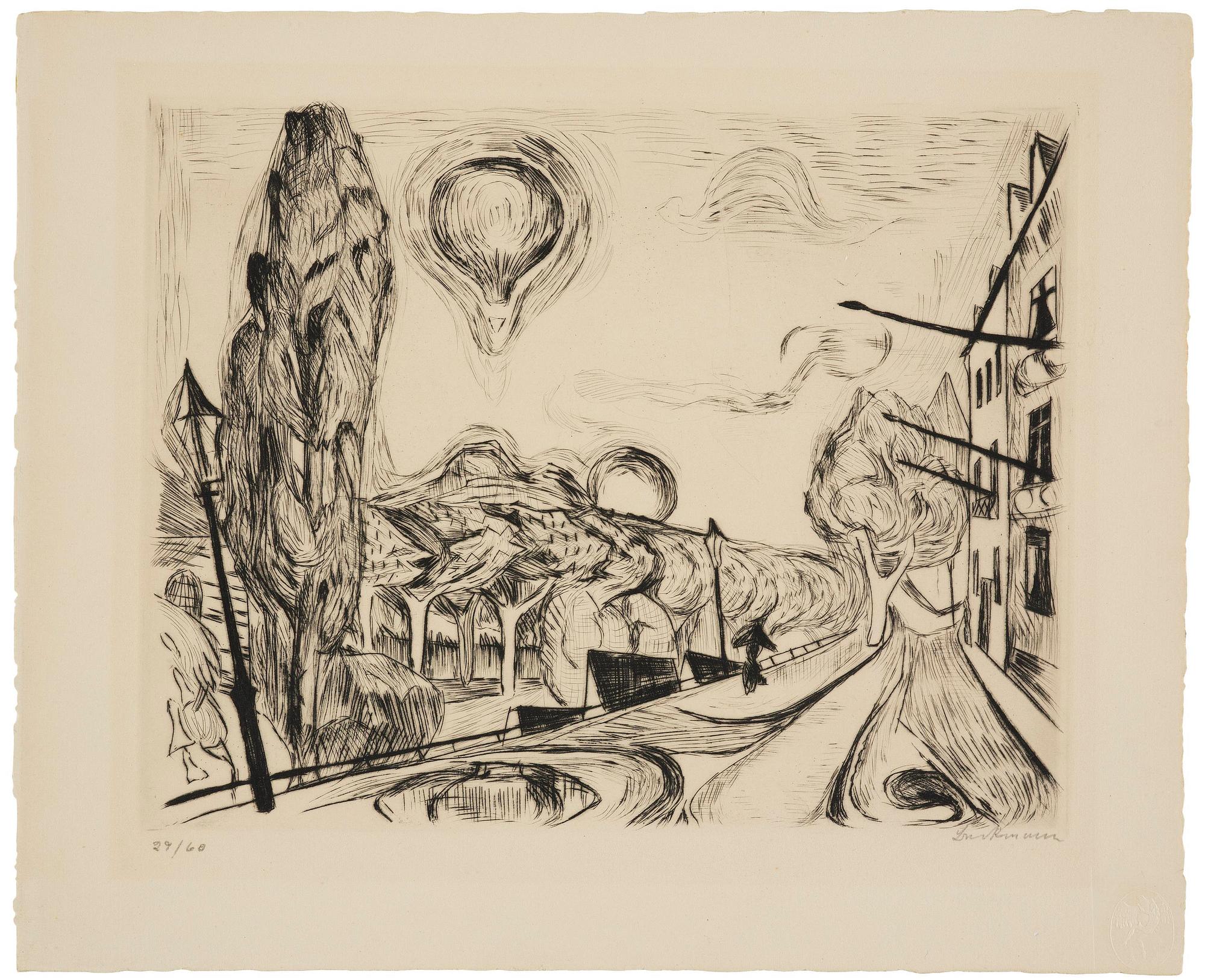 Max Beckmann, "Landschaft mit ballon" from "Gesichter".