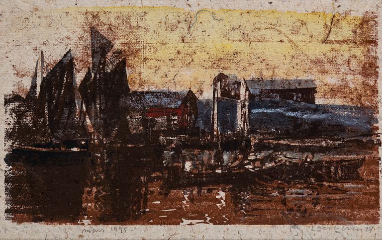 LARS LERIN, akvarellerat träsnitt, provtryck, signerad och daterad -94.