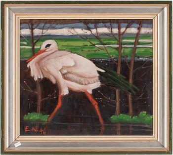 ERNST NORLIND, olja på pannå. Signerad.